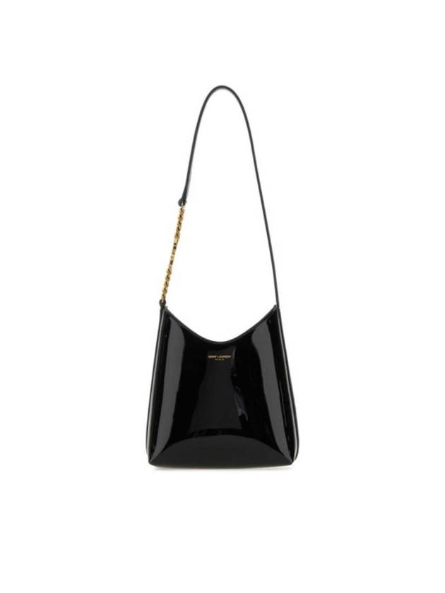 Luxury Saint Laurent Rendez Vous Patent Leather Mini Hobo Shoulder Bag Black