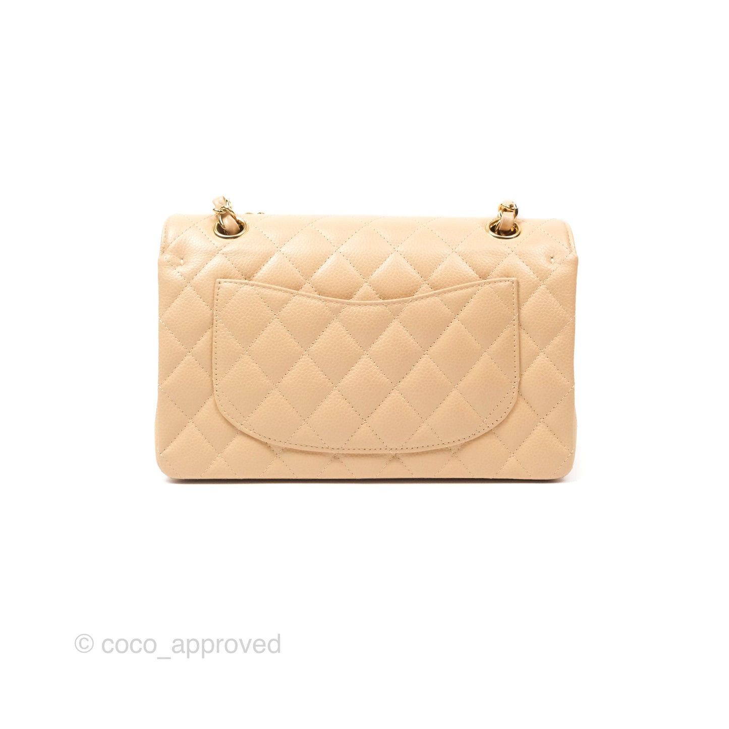 Chanel Classic Small S/M Quilted Flap Beige Caviar Gold Hardware
