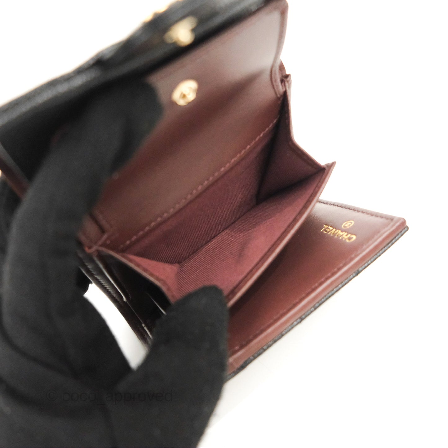 Chanel Classic Short Flap Wallet Black Caviar Gold Hardware