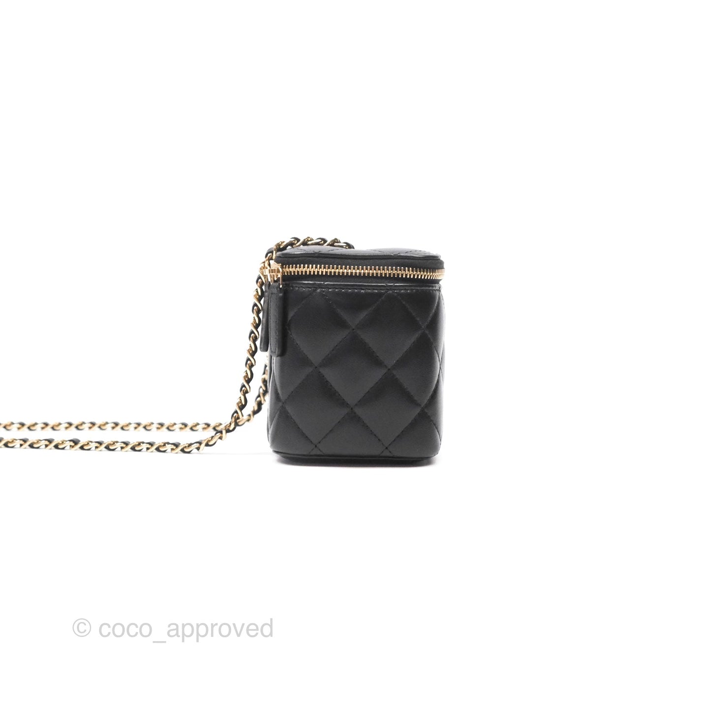 Chanel Vanity Rectangular With Chain Black Lambskin Gold Hardware
