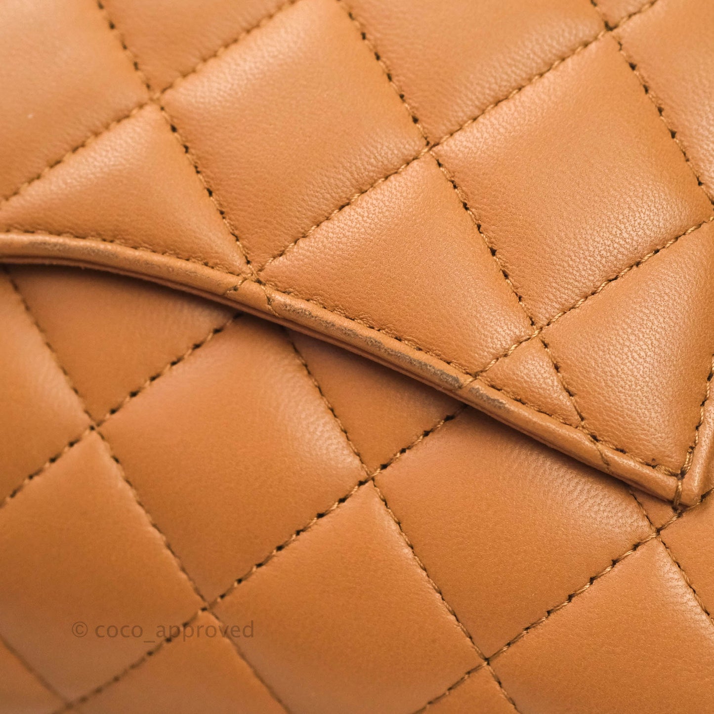 Chanel Classic Quilted Mini Square Caramel Dark Beige Lambskin Gold Hardware