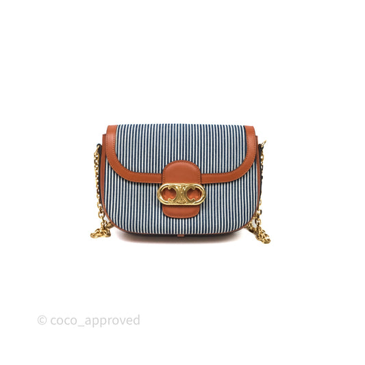 Celine Medium Chain Maillon Triomphe Canvas Tan Calfskin
