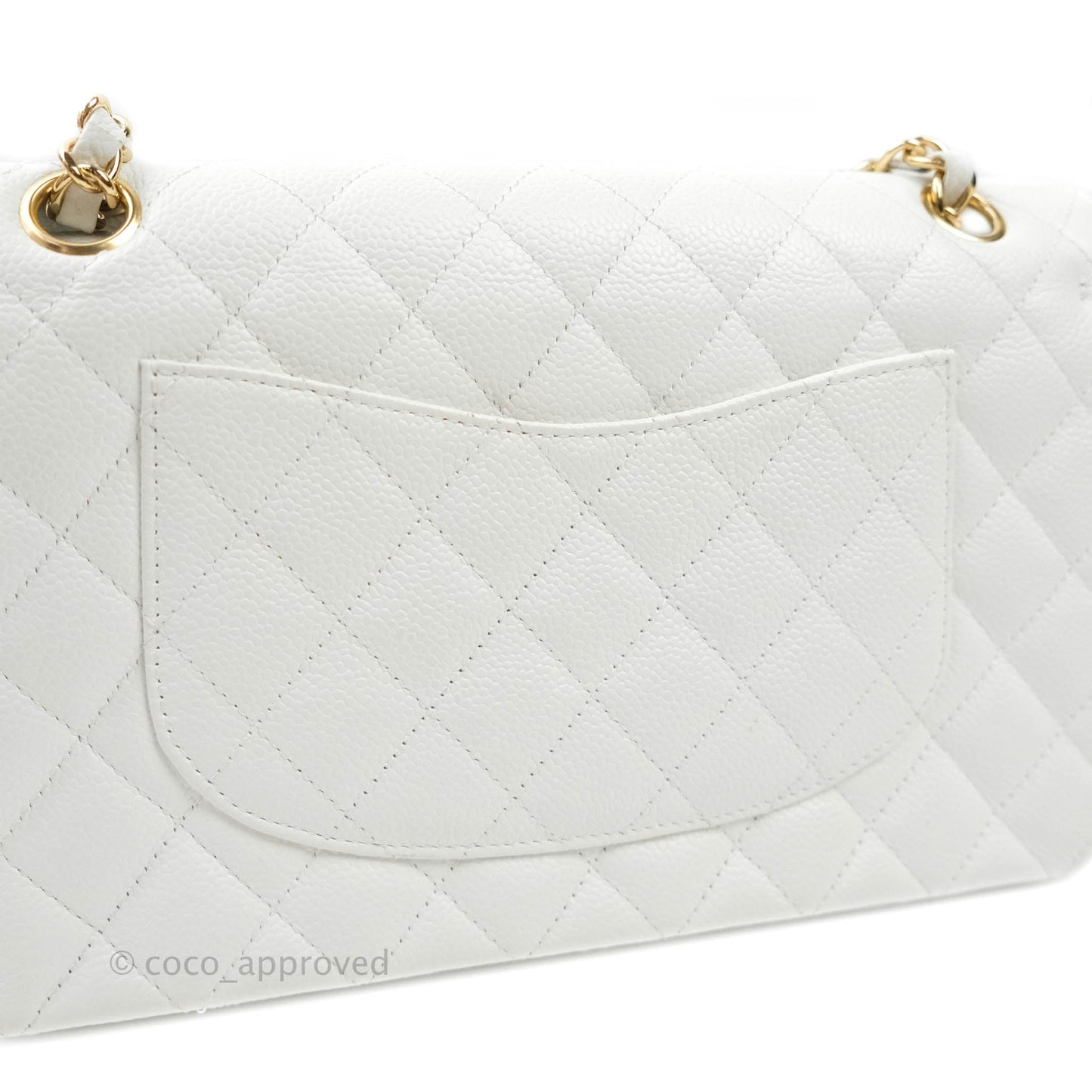 Chanel M/L Medium Double Flap Bag White Caviar Gold Hardware
