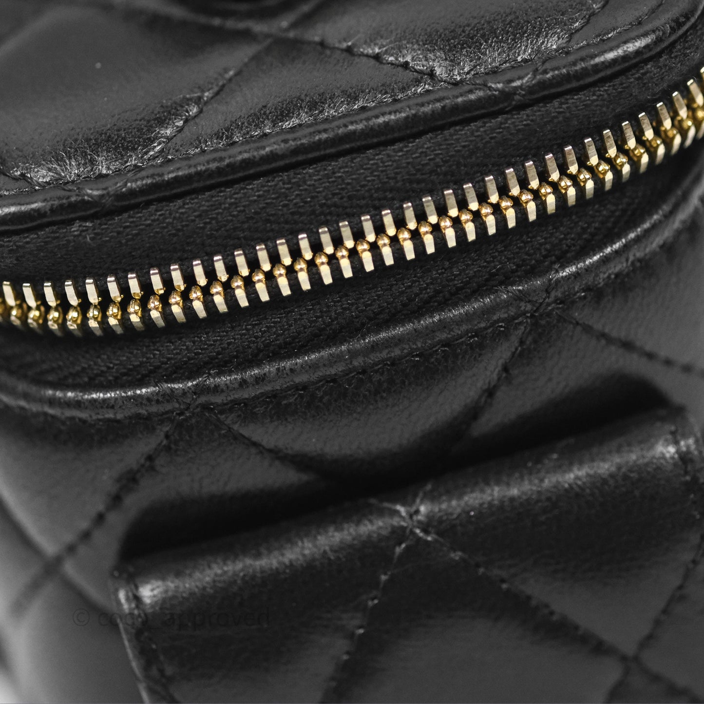 Chanel Cargo Pocket Top Handle Vanity with Chain Black Shiny Lambskin Gold Hardware 22K