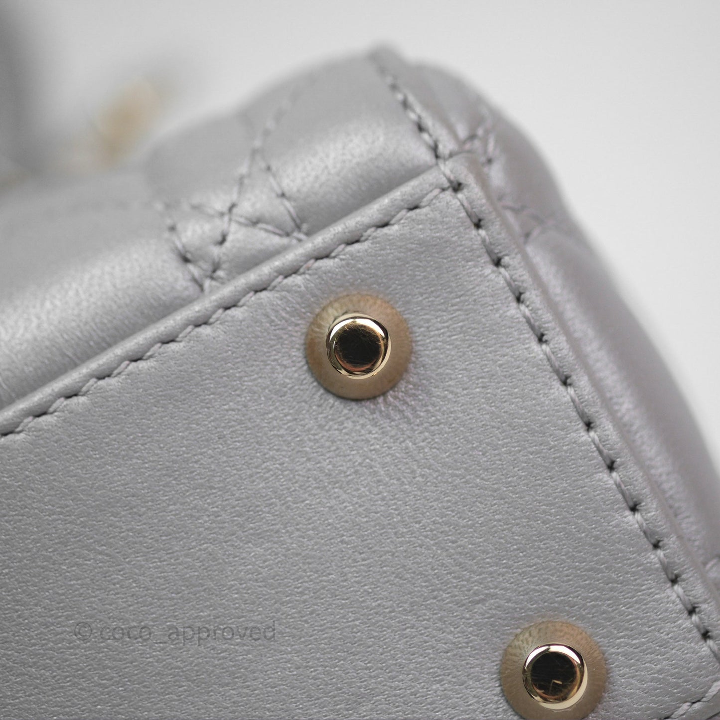 Christian Dior Mini Lady Dior Iridescent Grey Lambskin Cannage Gold Hardware