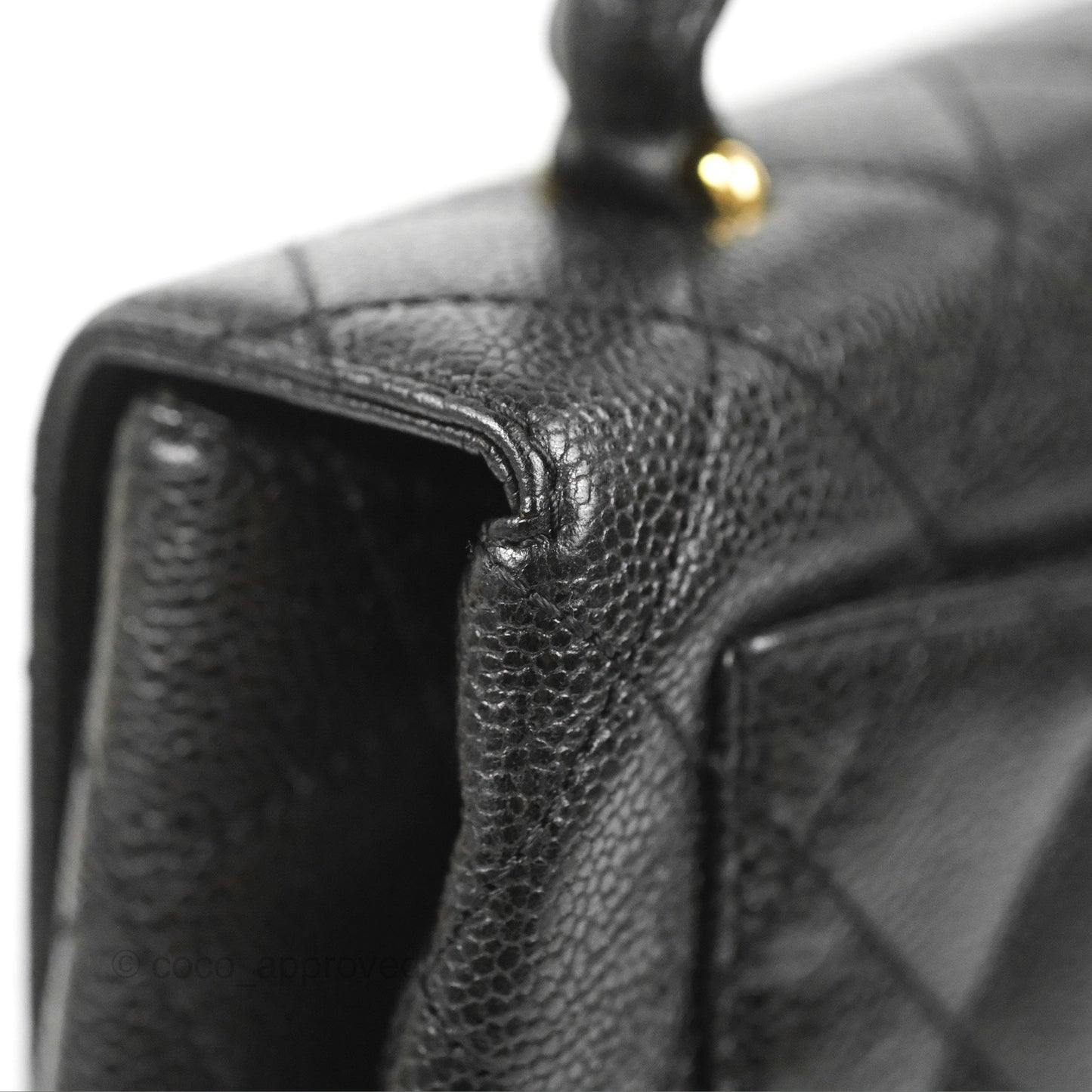 Chanel Vintage Kelly Quilted Flap Black Caviar 24K Gold Hardware