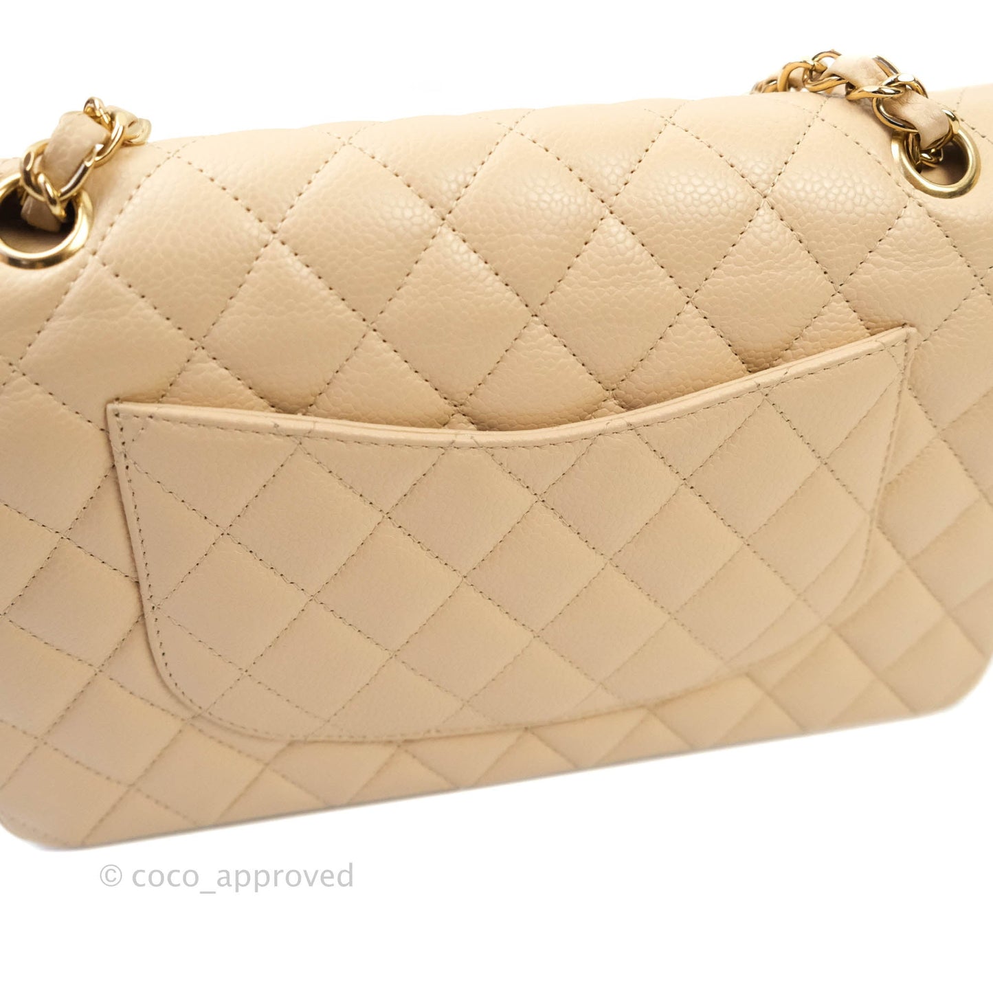 Chanel Classic M/L Medium Double Flap Beige Caviar Gold Hardware