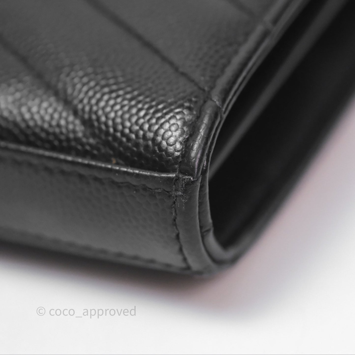 Saint Laurent Wallet on Chain WOC Black Grained Leather Sliver Hardware