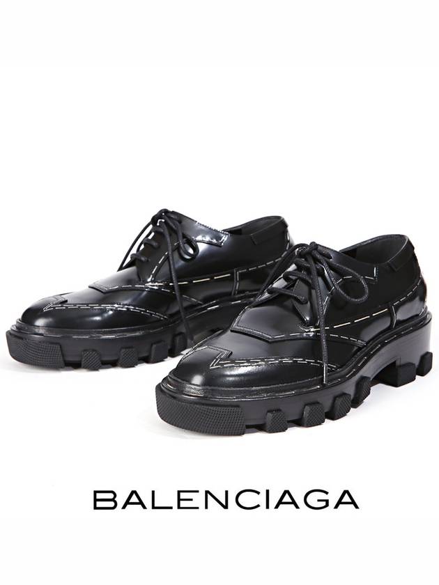 Luxury Balenciaga Topstitched Leather Derby Black