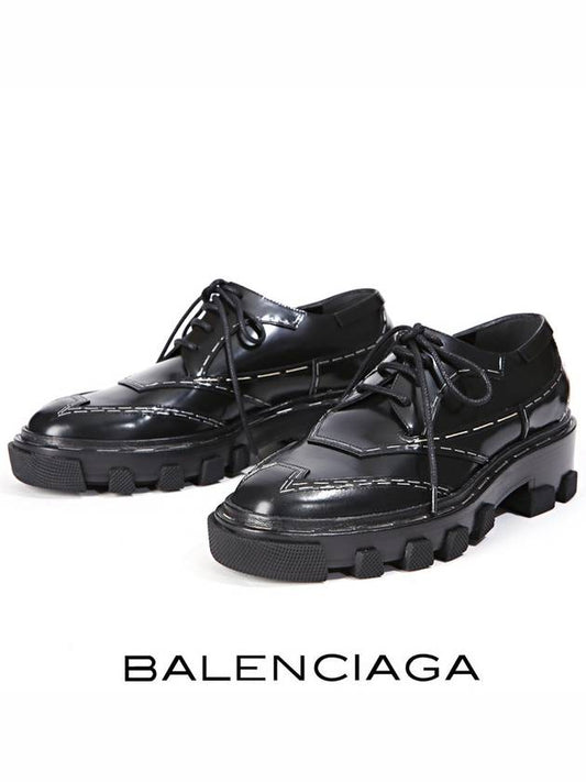 Luxury Balenciaga Topstitched Leather Derby Black