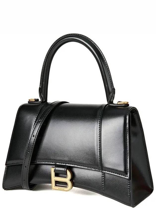 Luxury Balenciaga Hourglass Small Tote Bag in Shiny Box Calfskin Black