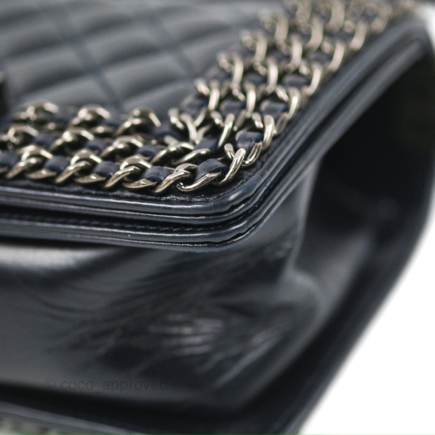 Chanel Small Chain Around Boy Dark Navy Glazed Calfskin Ruthenium Hardware