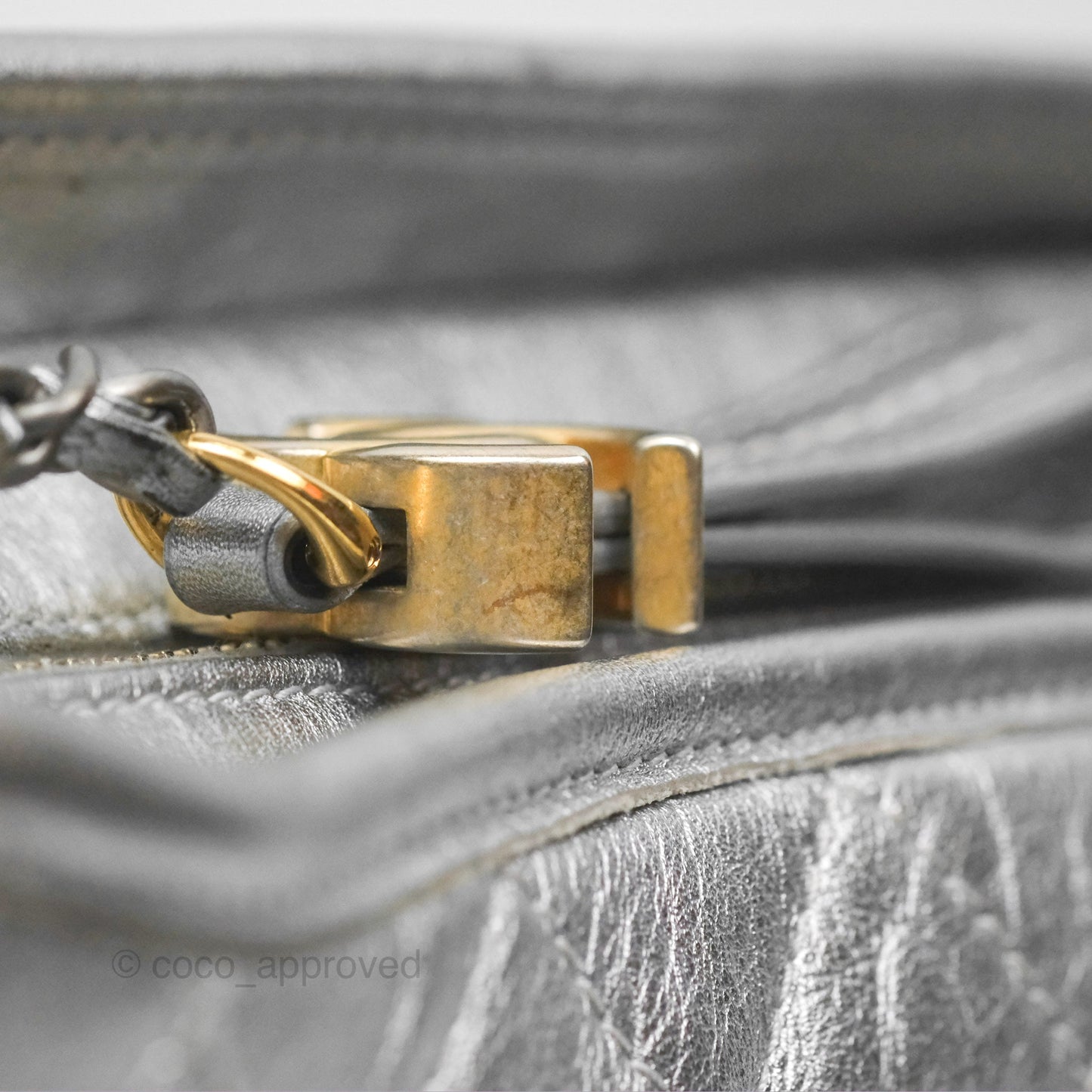 Chanel Large Gabrielle Hobo Metallic Silver Aged Calfskin Mixed Hardware