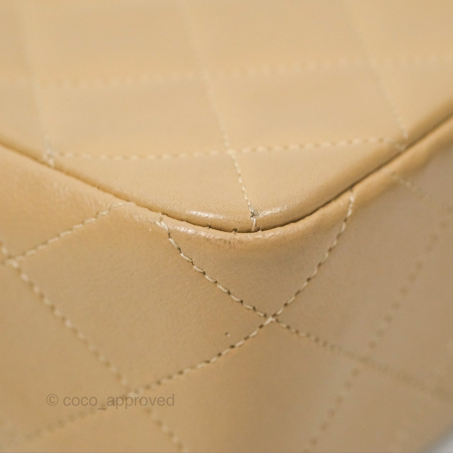 Chanel Vintage Square Flap Bag Beige Lambskin 24K Gold Hardware