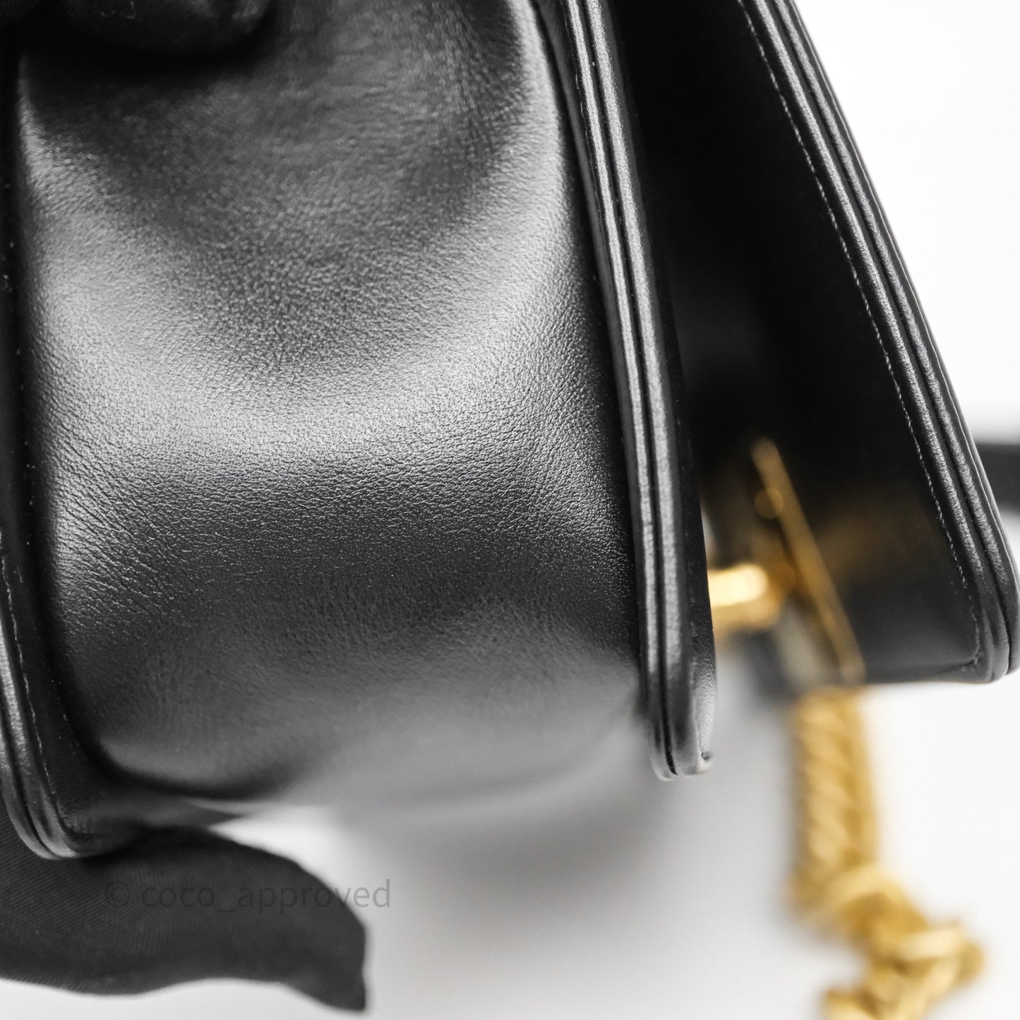 Chanel Small Boy Quilted Black Calfskin Aged Gold Hardware