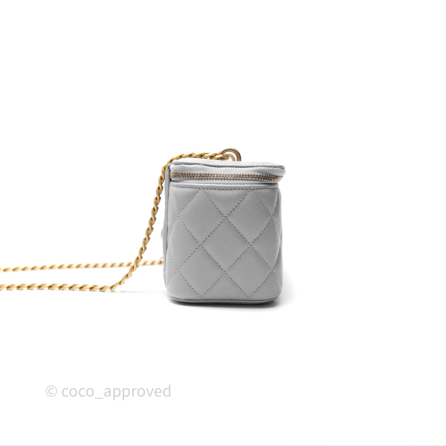 Chanel Vanity with Heart Adjustable Chain Grey Caviar Aged Gold Hardware
