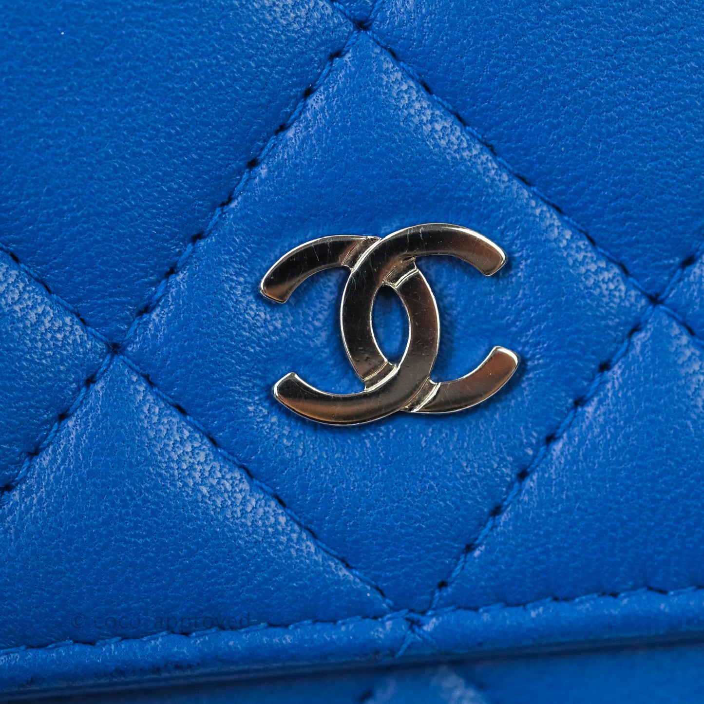 Chanel Quilted Wallet on Chain WOC Blue Lambskin Silver Hardware