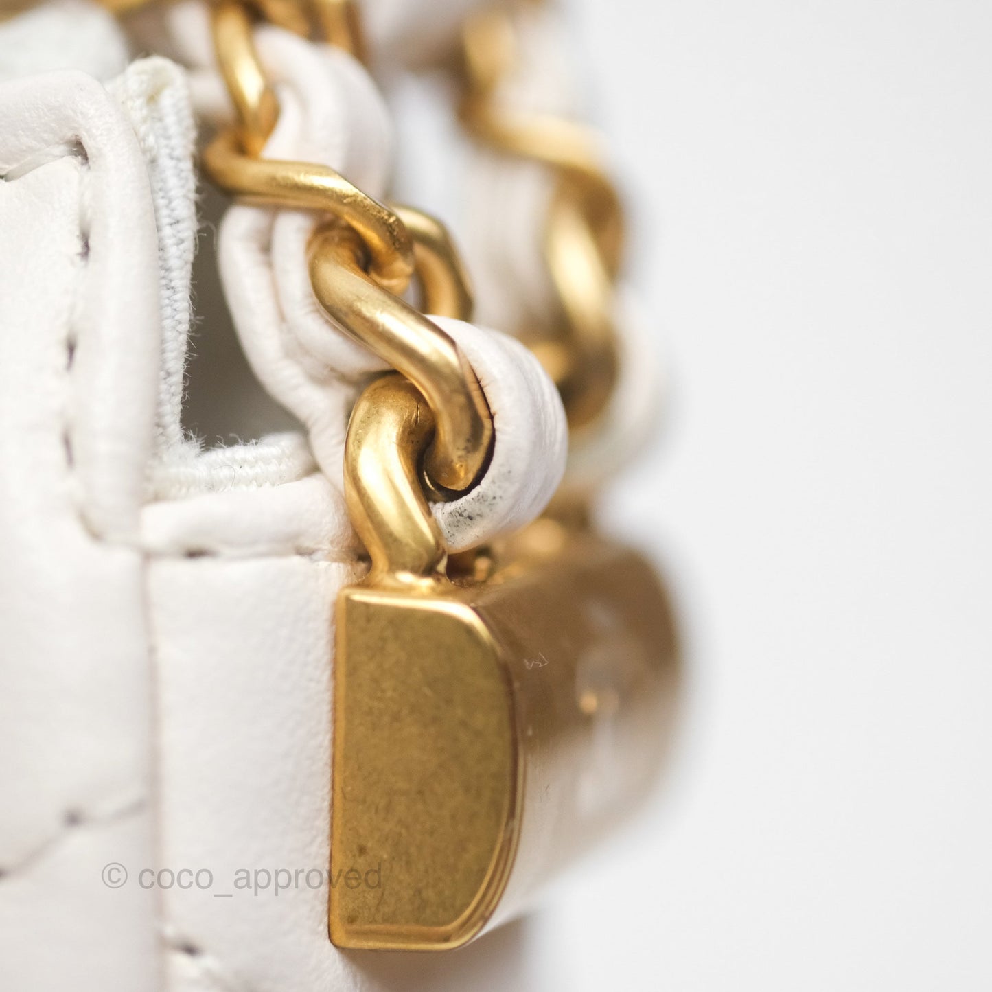 Chanel Hobo Bag White Aged Calfskin Aged Gold Hardware