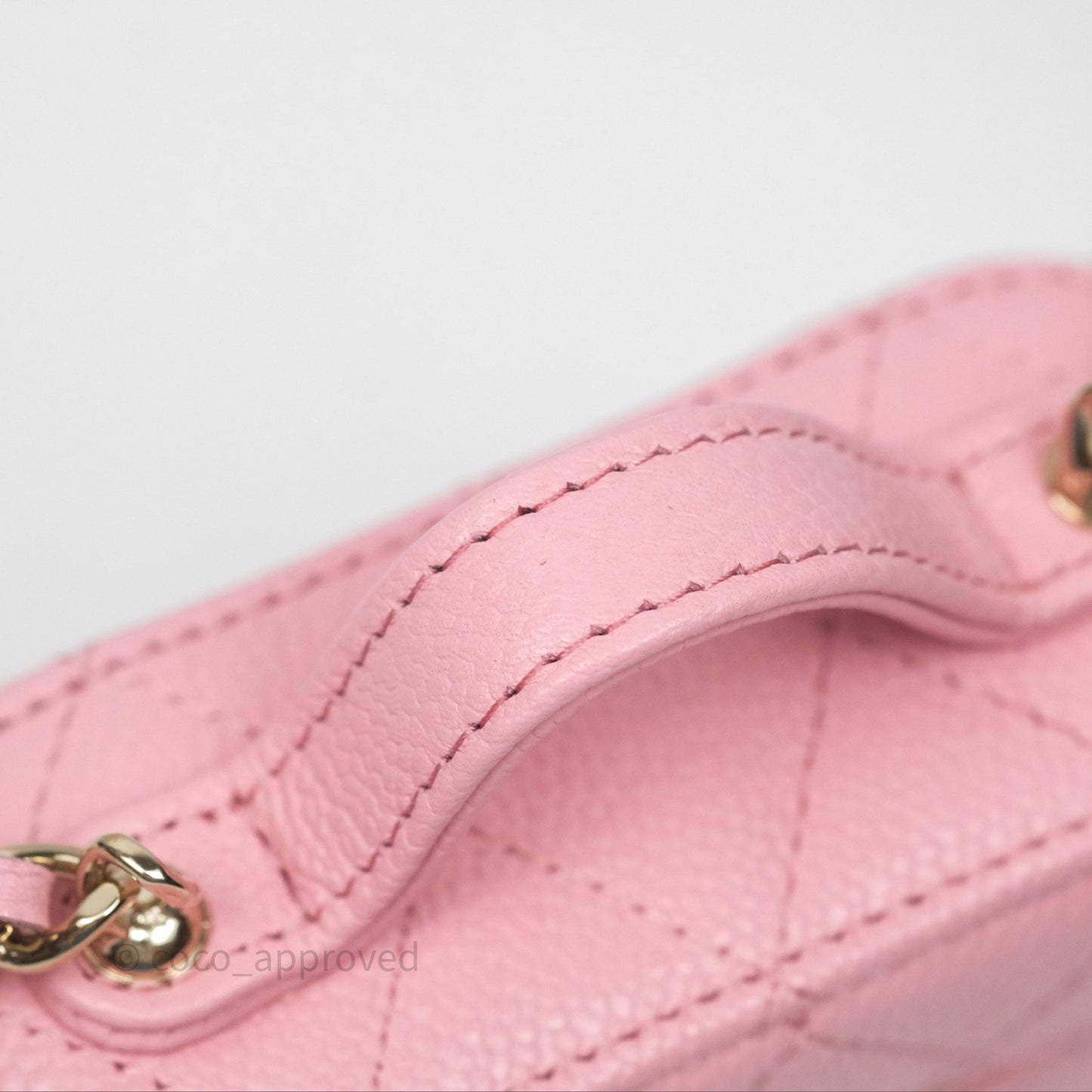 Chanel Quilted Mini Handle With Care Vanity Case With Chain Pink Caviar Gold Hardware