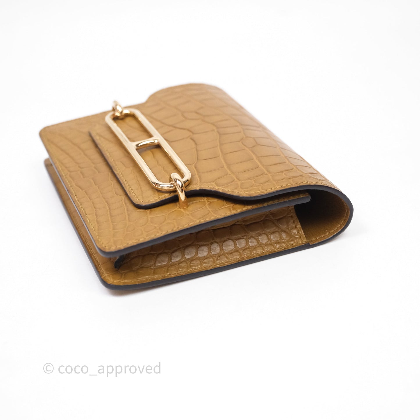 Hermès Roulis Slim Wallet Matte Alligator Mississippiensis Kraft 2H Gold Hardware