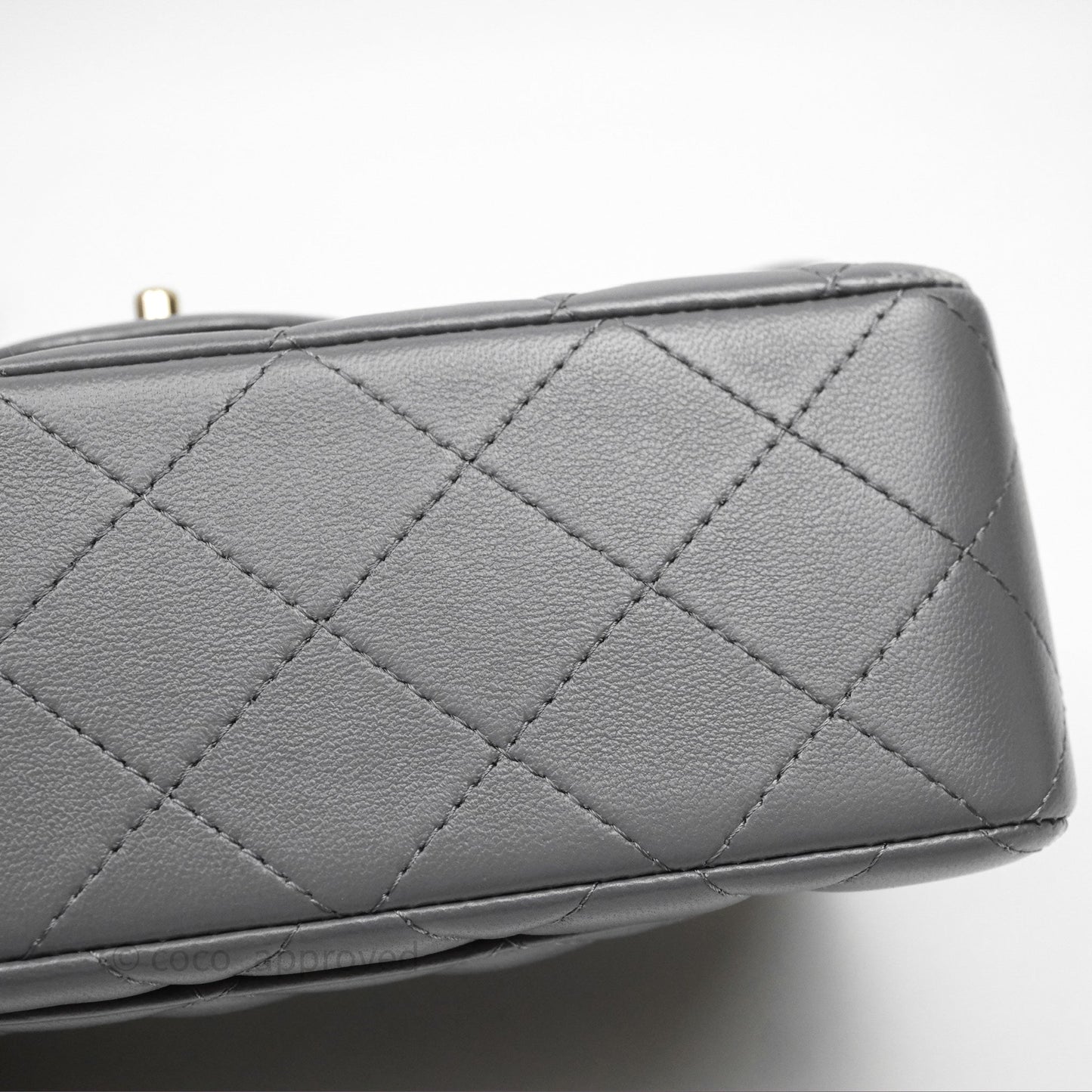 Chanel Chain Top Handle Mini Rectangular Flap Grey Lambskin Gold Hardware