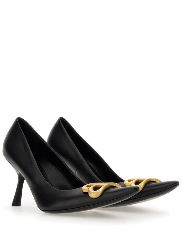 Luxury Balenciaga Women's Logo Plaque Pointed toe Heels BLACK