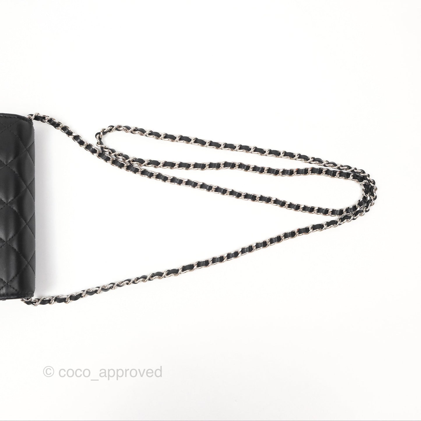 Chanel Quilted Mini Wallet on Chain WOC Black Lambskin Silver Hardware