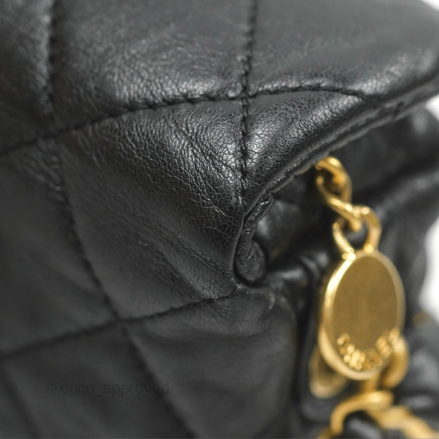 Chanel Small Hobo Bag Crumpled Black Lambskin Aged Gold Hardware 21S