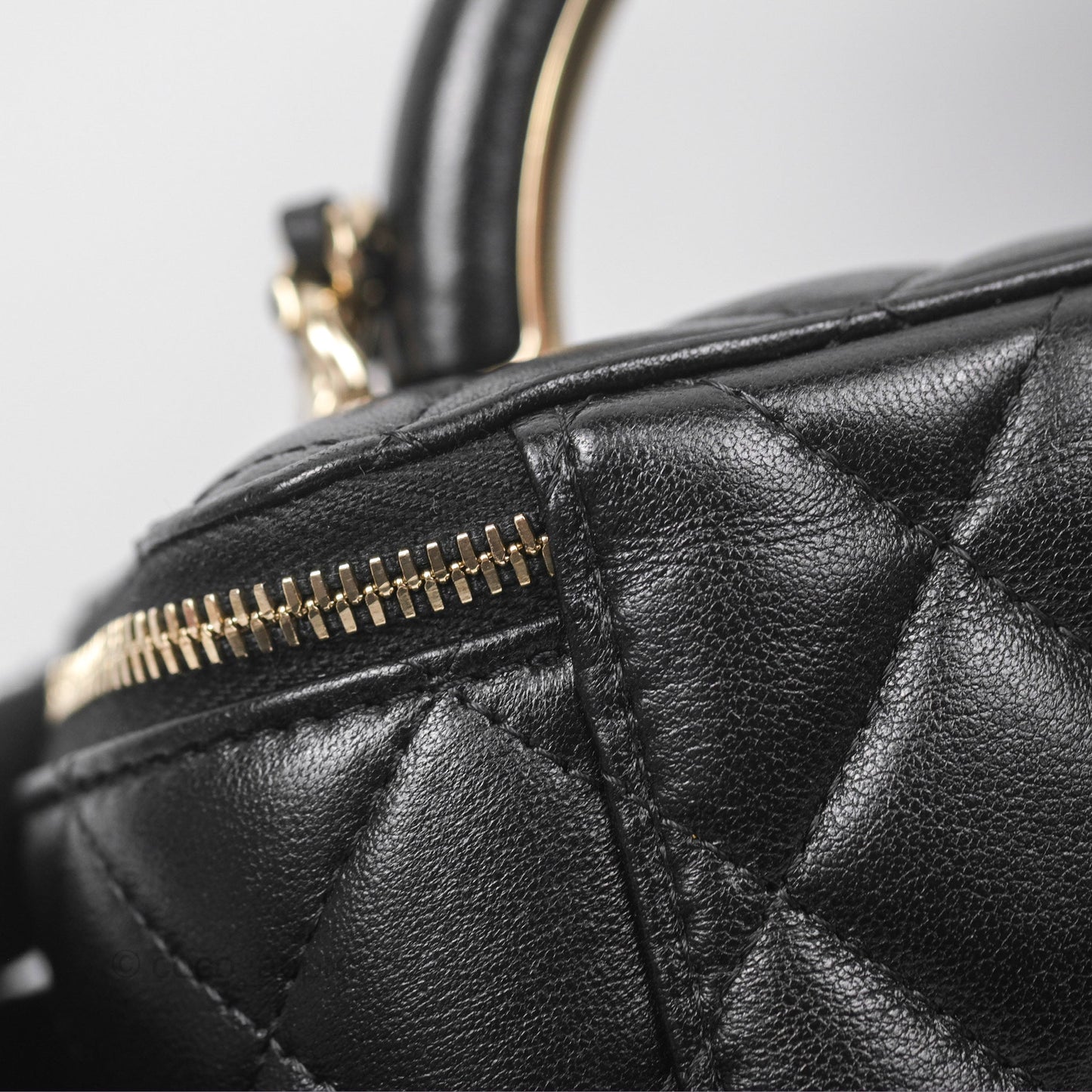 Chanel Top Handle Vanity Rectangular Black Lambskin Gold Hardware