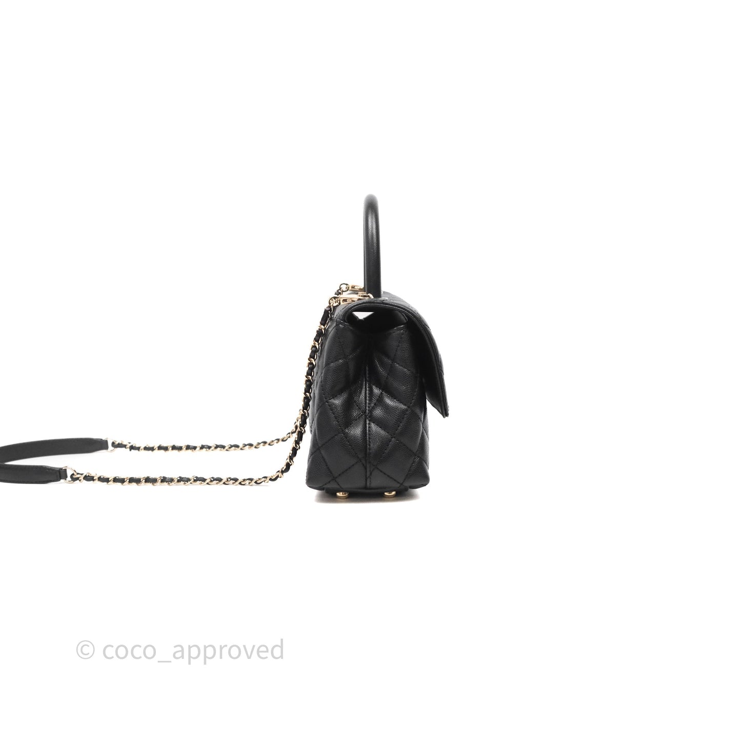 Chanel Small Quilted Coco Handle Black Caviar Gold Hardware