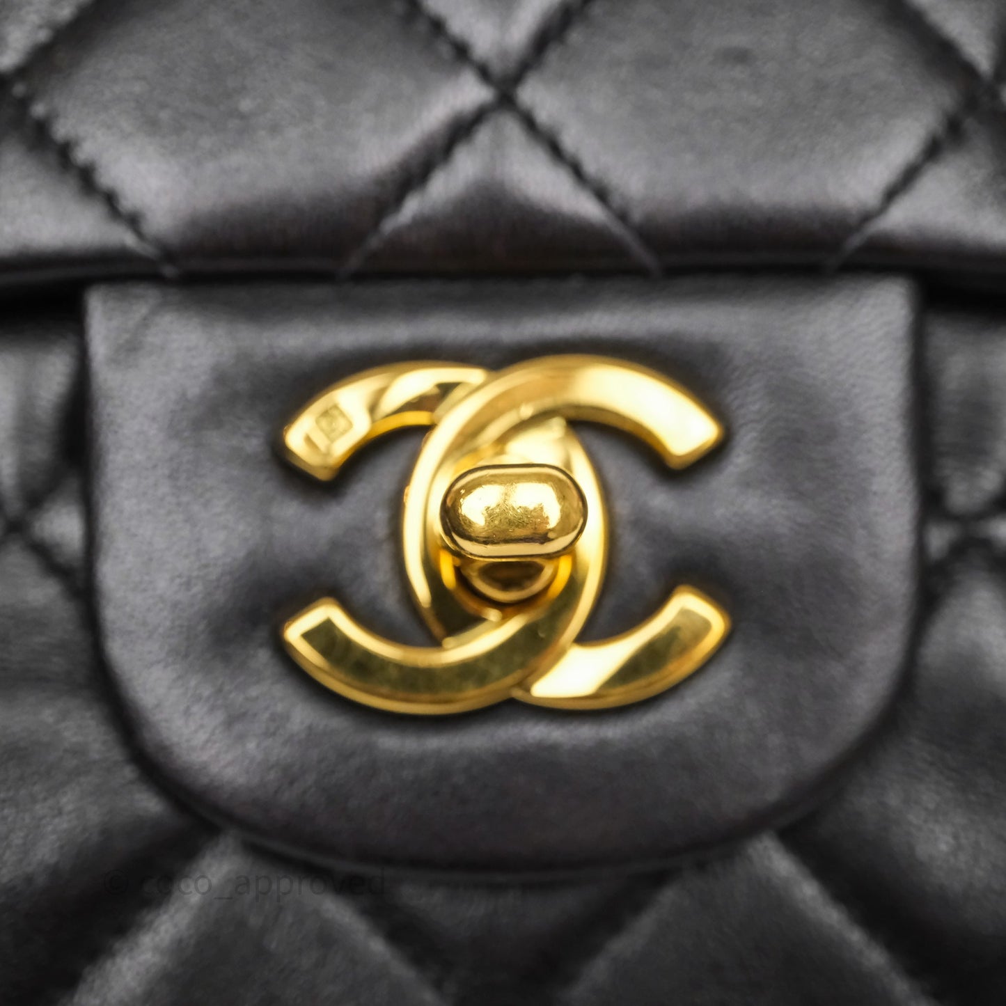 Chanel Vintage Small Classic Flap Black Lambskin 24K Gold Hardware