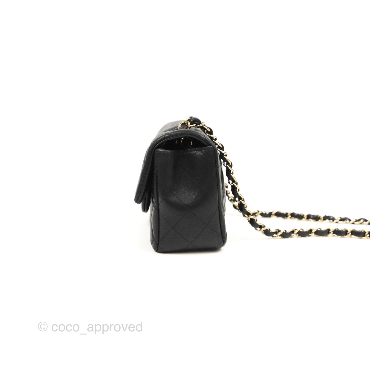 Chanel Quilted Mini Rectangular Flap Black Lambskin Gold Hardware
