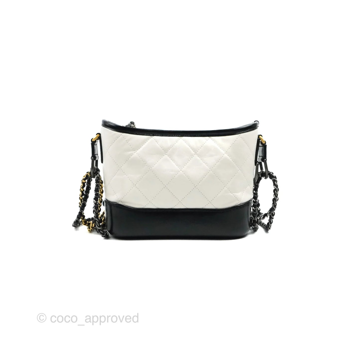 Chanel Quilted Small Gabrielle Hobo White Black Calfskin Mixed Hardware
