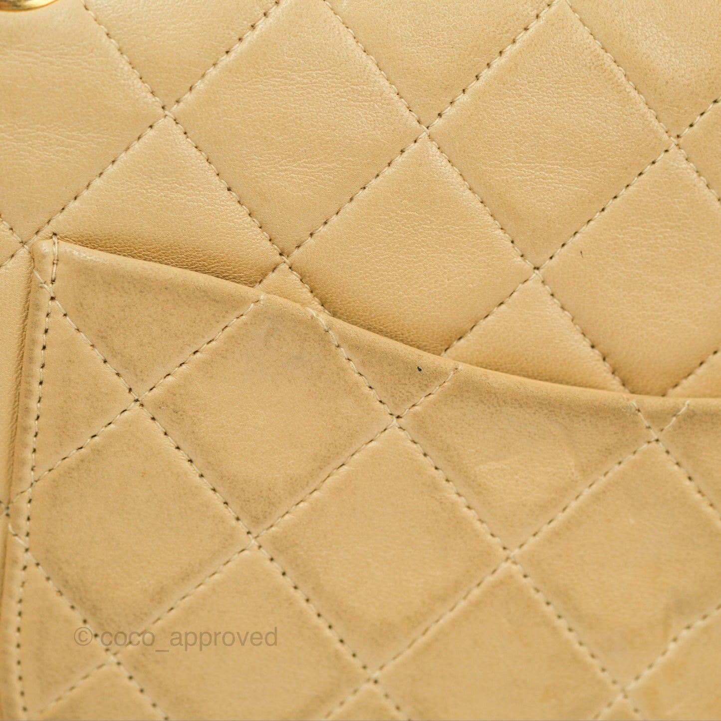 Chanel Vintage Medium Classic Flap Beige Lambskin 24K Gold Hardware