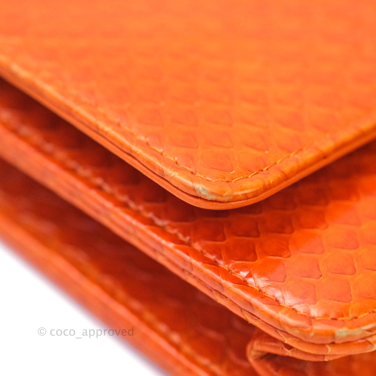Chanel Wallet on Chain WOC Orange Python Aged Gold Hardware