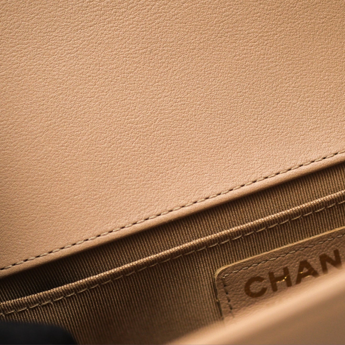 Chanel Boy Quilted Medium Beige Calfskin Gold Hardware