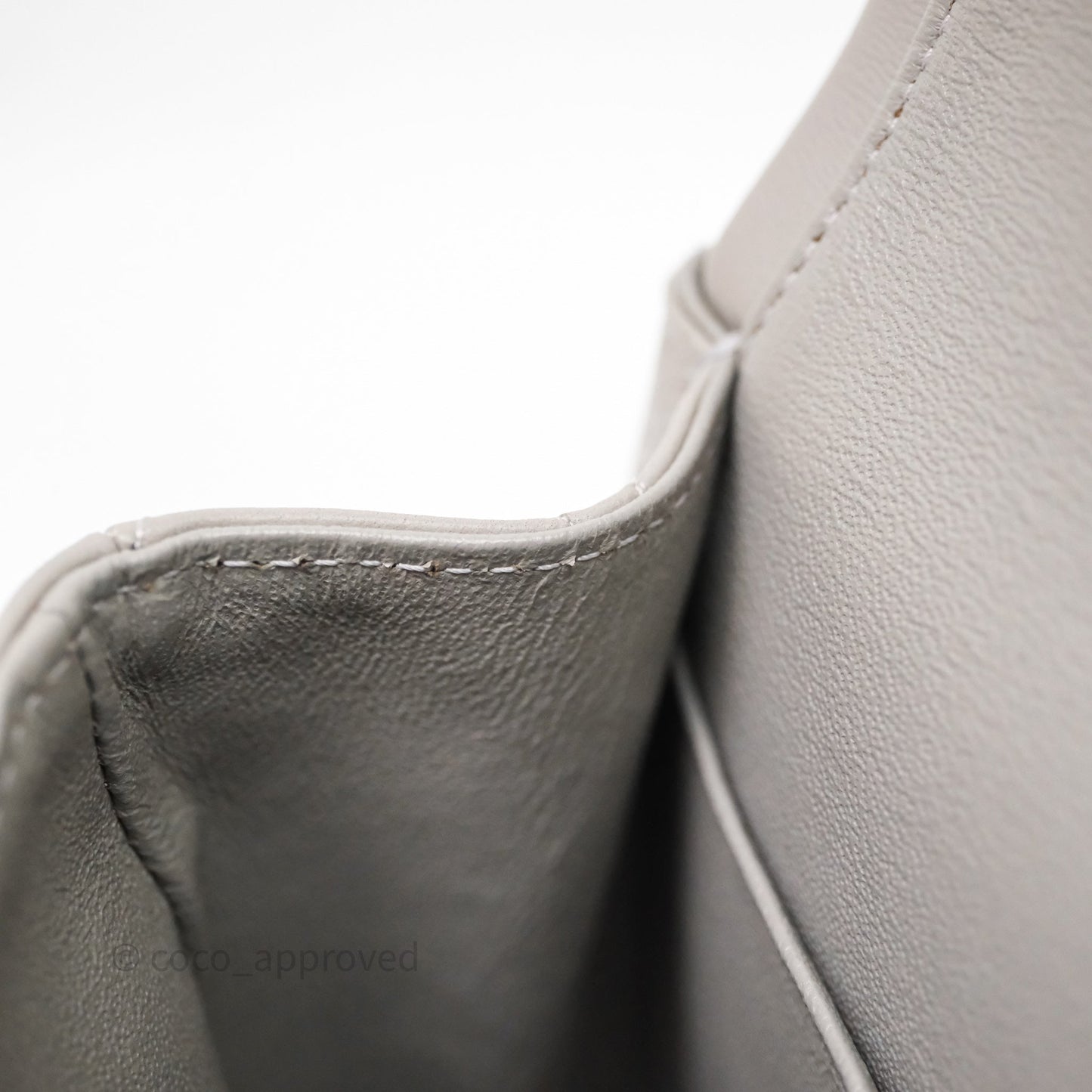Chanel Classic M/L Medium Flap Quilted Grey Lambskin Silver Hardware