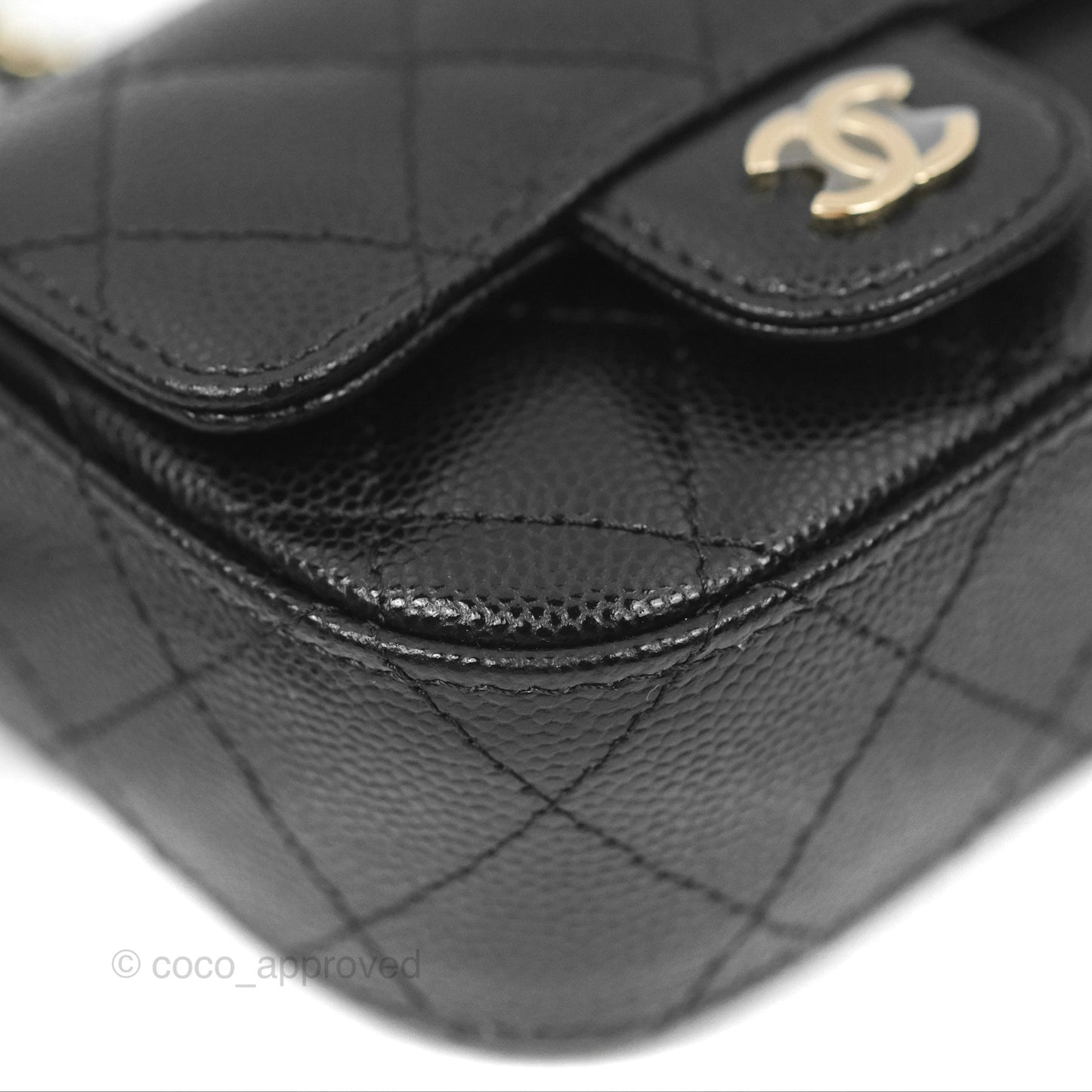 Chanel Mini Clutch With Chain Black Caviar Gold Hardware