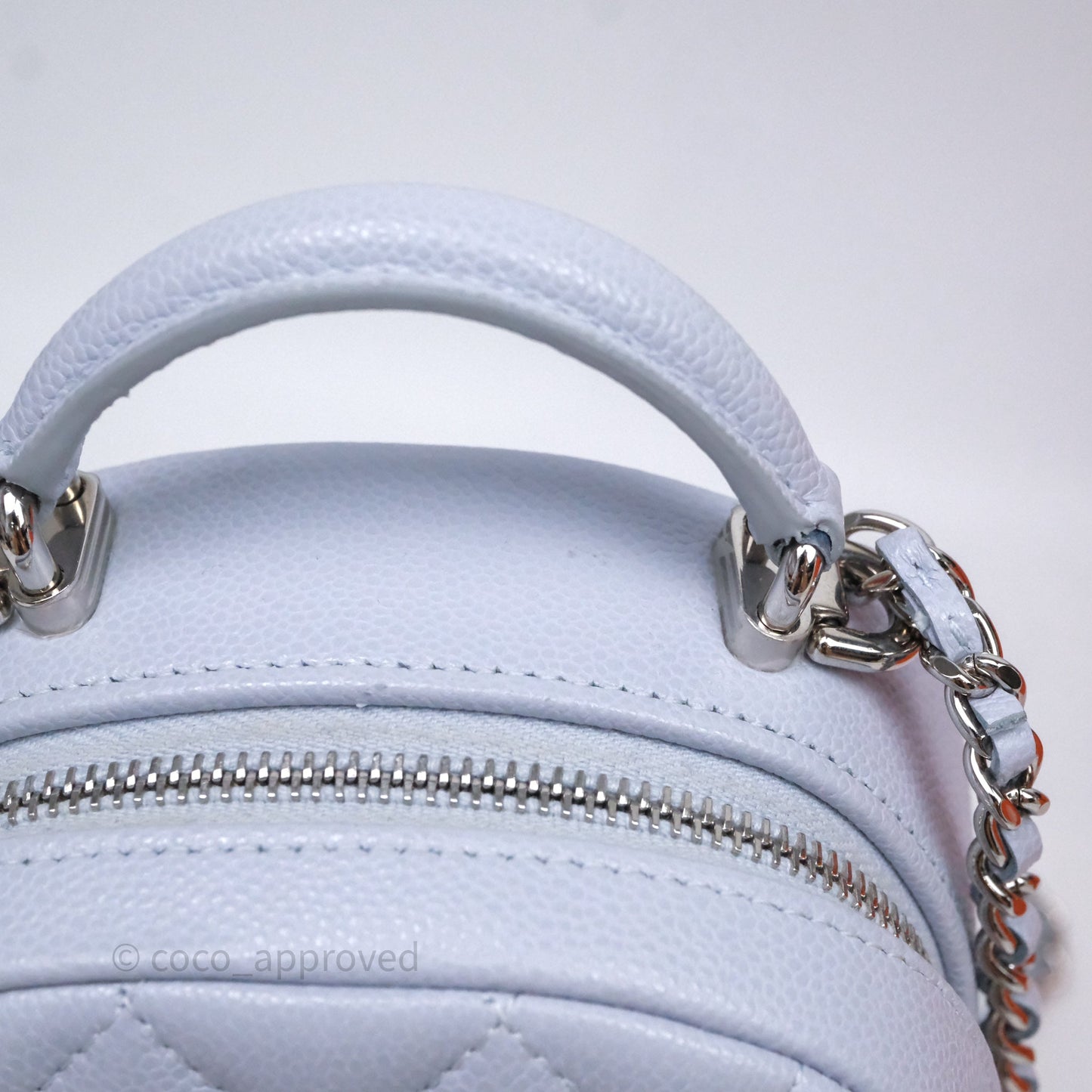 Chanel Classic Mini Backpack Light Blue Caviar Silver Hardware