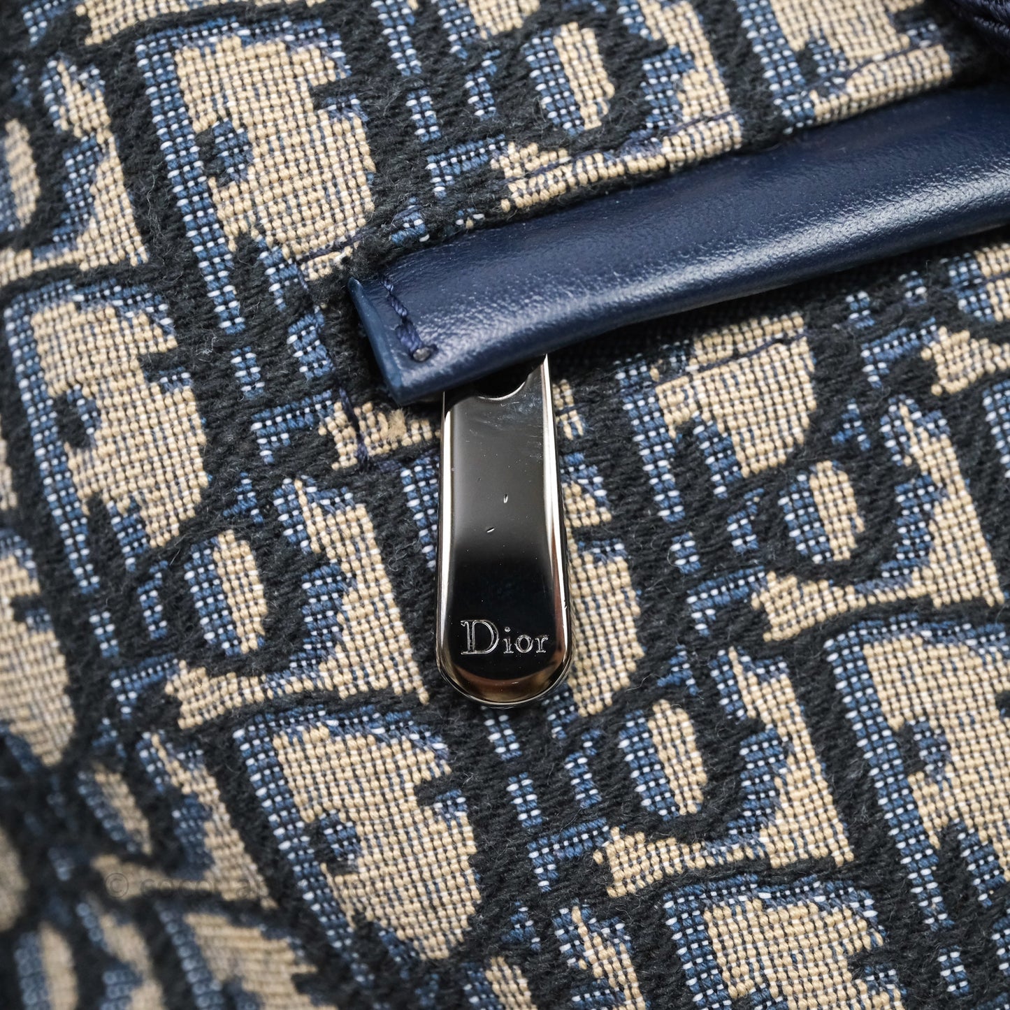 Christian Dior Mini Backpack Oblique Jacquard Beige and Blue