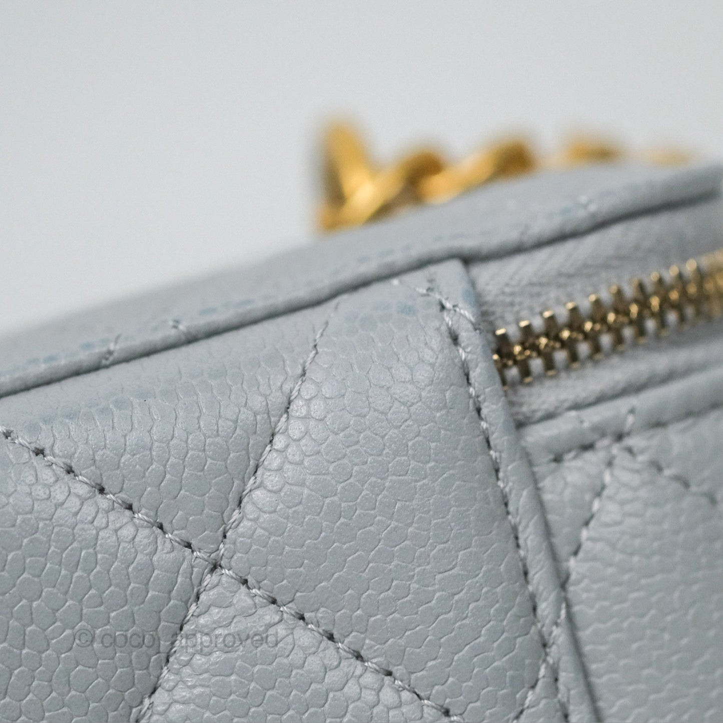 Chanel Vanity with Heart Adjustable Chain Grey Caviar Aged Gold Hardware