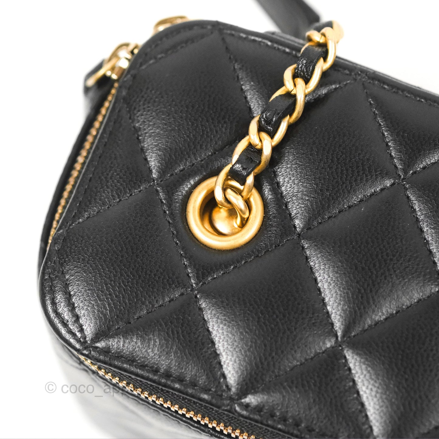 Chanel Vanity With Chain Black Goatskin Aged Gold Hardware