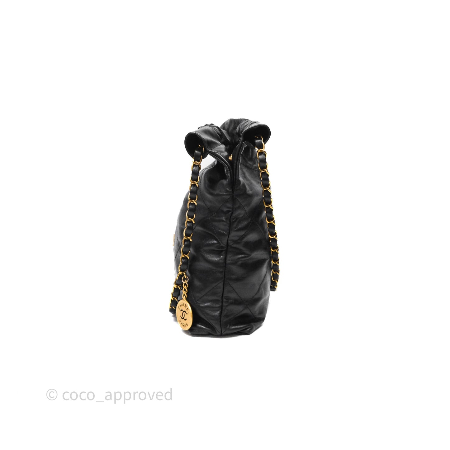 Chanel 22 Small Black Calfskin Aged Gold Hardware
