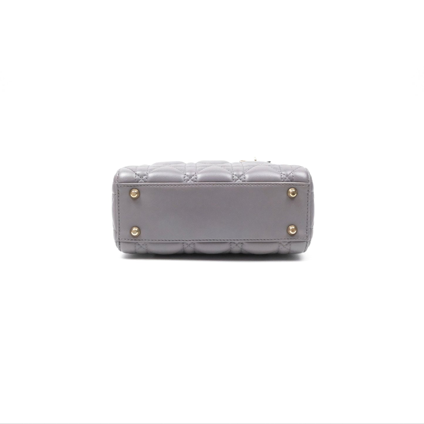 Christian Dior Mini Lady Dior Grey Lambskin Cannage Gold Hardware