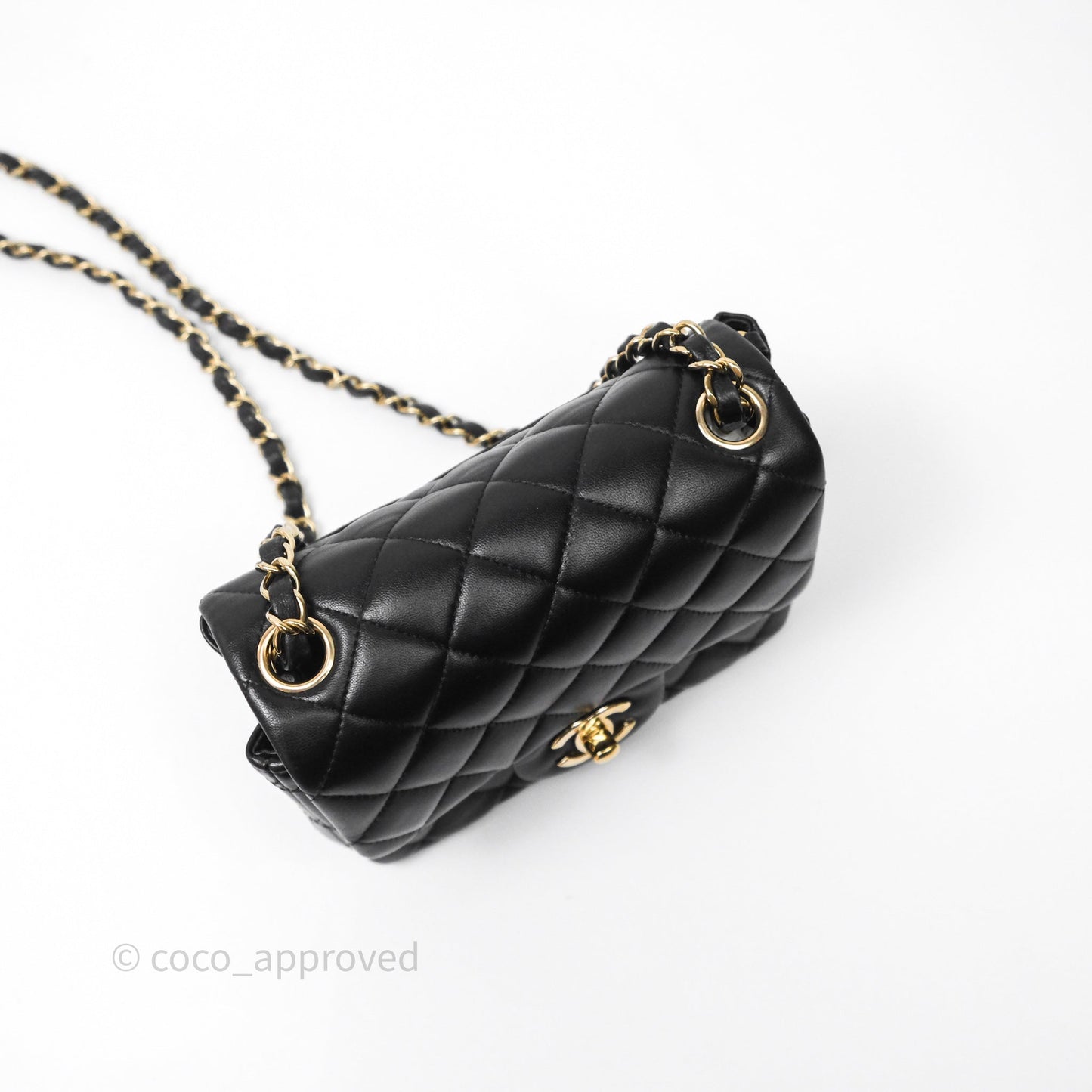 Chanel Mini Square Quilted Black Lambskin Gold Hardware