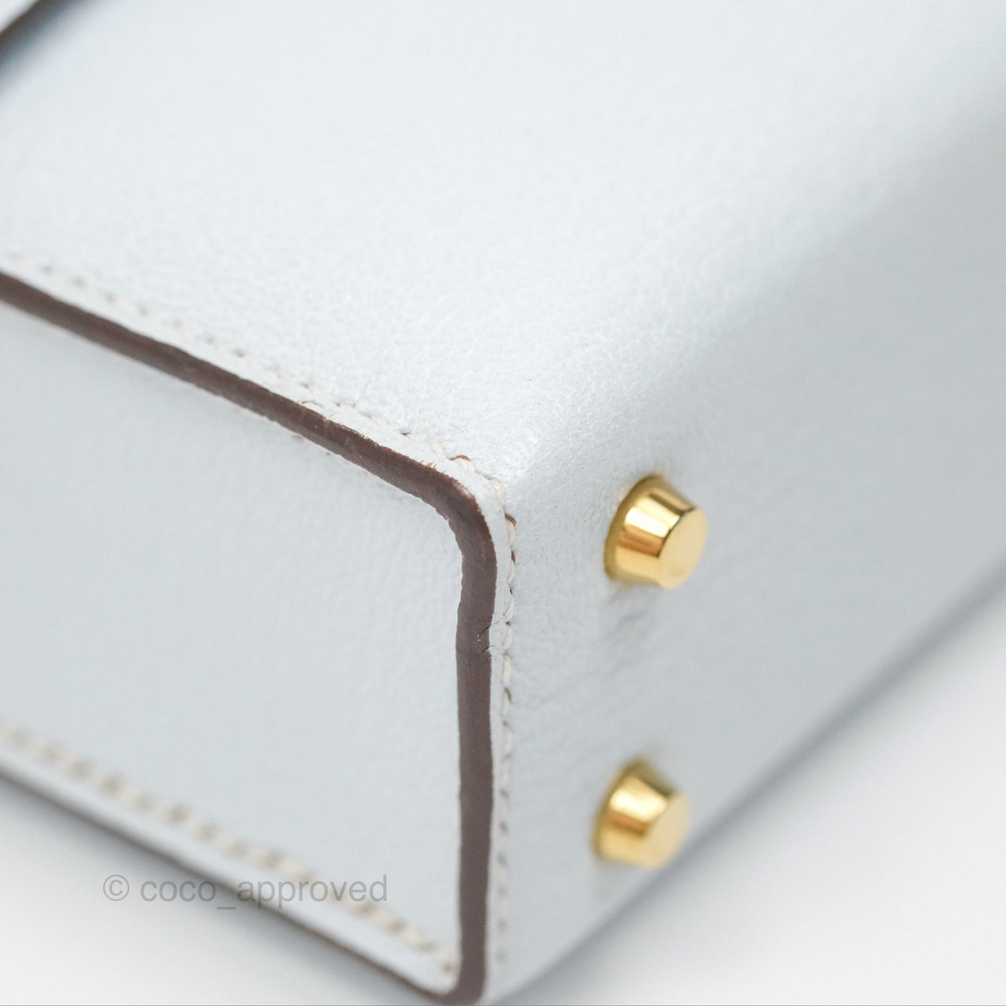 Hermes Mini Verrou Bleu Brume Chèvre Mysore Gold Hardware