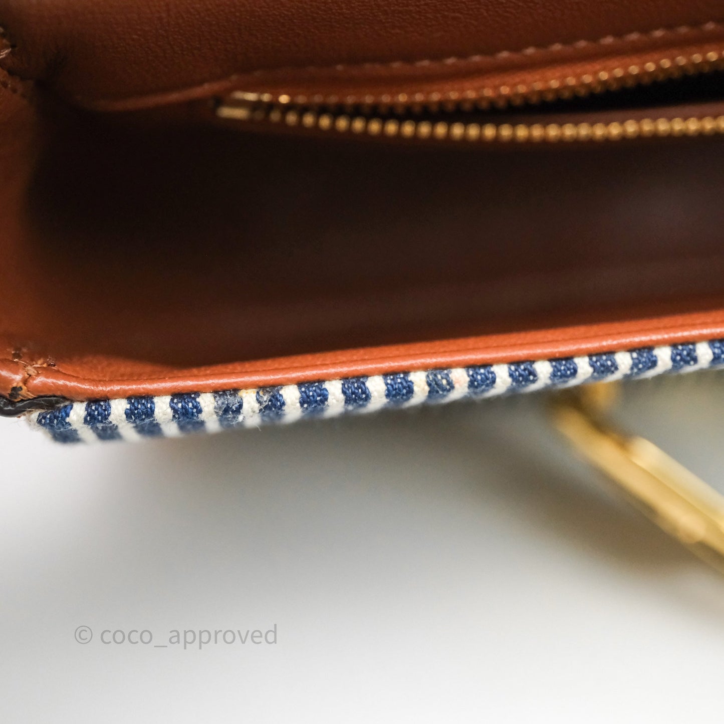 Celine Medium Chain Maillon Triomphe Canvas Tan Calfskin