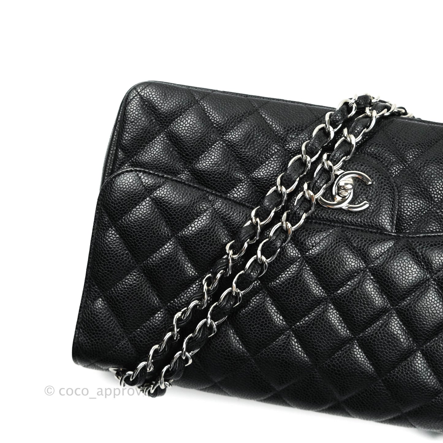 Chanel Jumbo Double Flap Black Caviar Silver Hardware⁣⁣