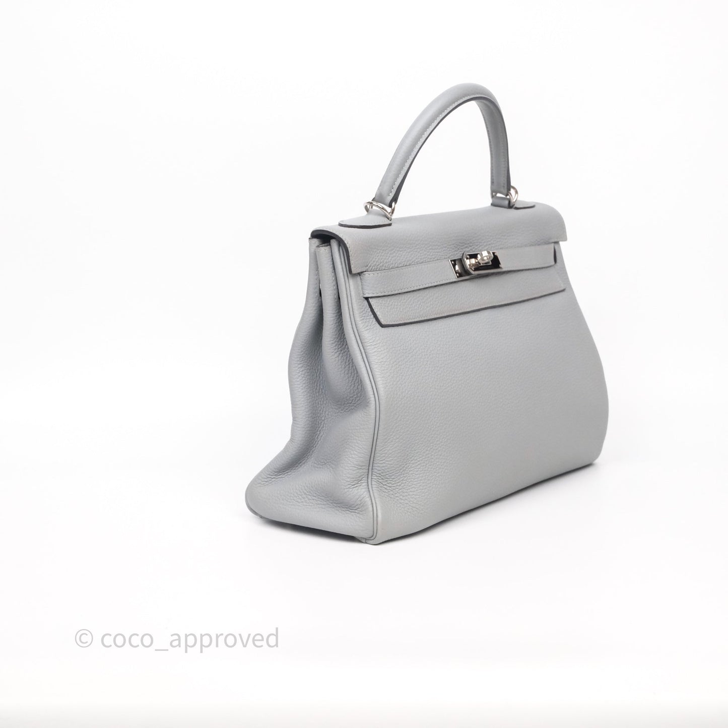 Hermès Kelly 32 Retourne Bleu Glacier 8U Togo Palladium Hardware