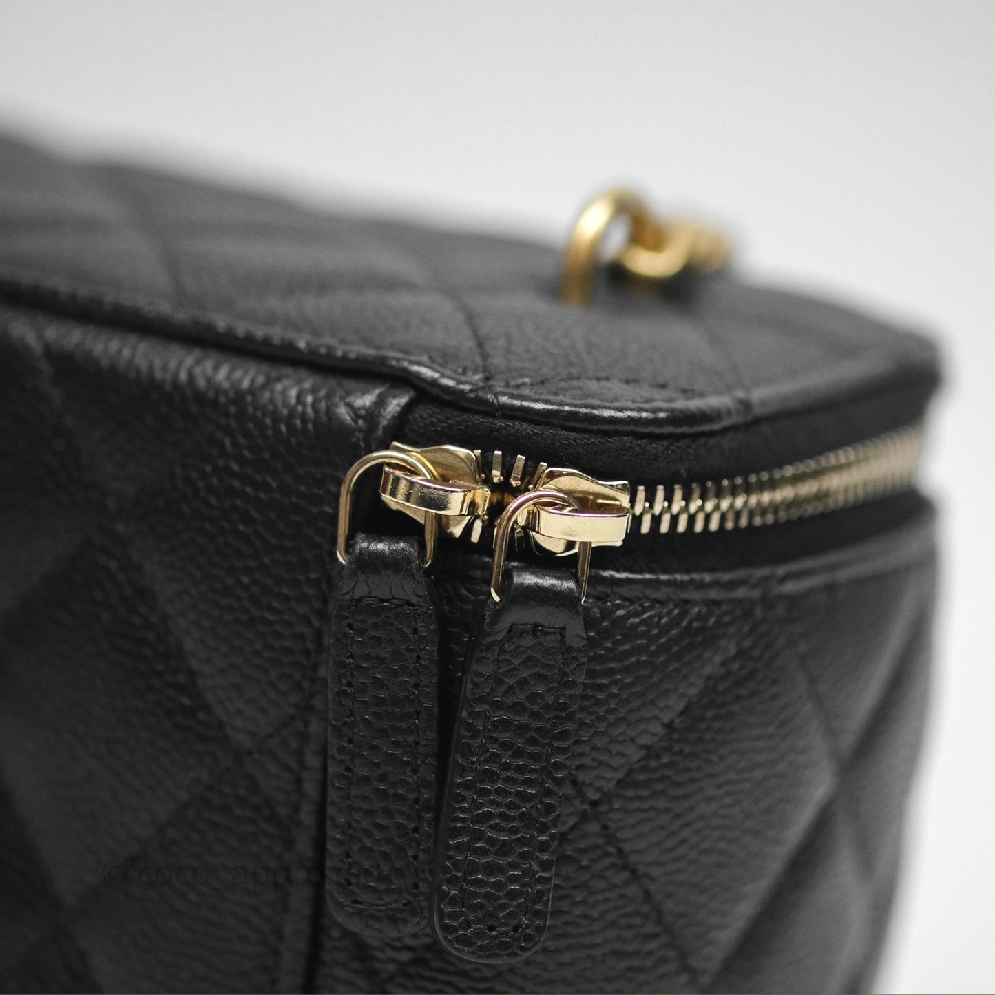 Chanel Vanity with Heart Adjustable Chain Black Caviar Aged Gold Hardware